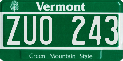 VT license plate ZUO243