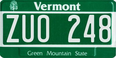 VT license plate ZUO248
