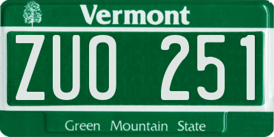 VT license plate ZUO251