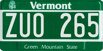 VT license plate ZUO265