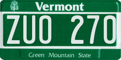 VT license plate ZUO270