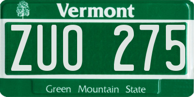 VT license plate ZUO275