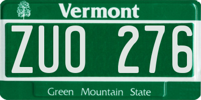 VT license plate ZUO276