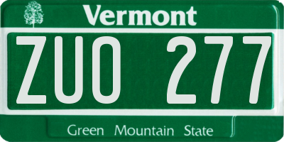 VT license plate ZUO277