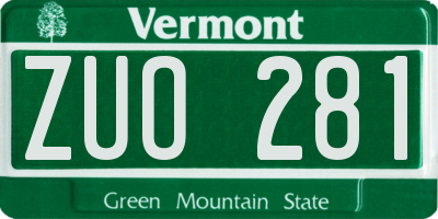 VT license plate ZUO281