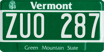 VT license plate ZUO287
