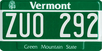 VT license plate ZUO292