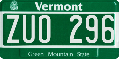 VT license plate ZUO296