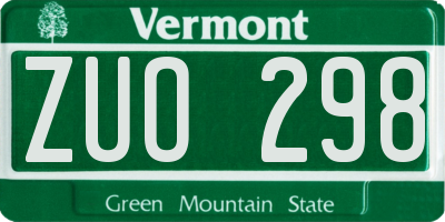 VT license plate ZUO298