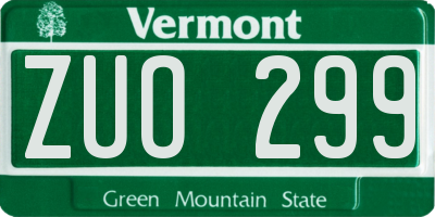 VT license plate ZUO299