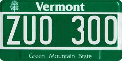 VT license plate ZUO300