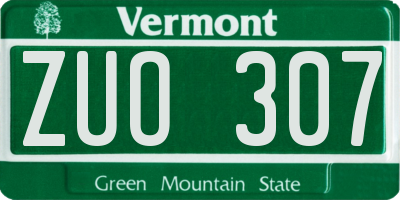 VT license plate ZUO307