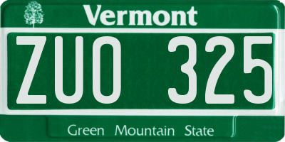 VT license plate ZUO325