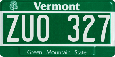 VT license plate ZUO327