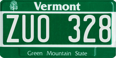 VT license plate ZUO328