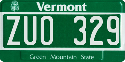 VT license plate ZUO329