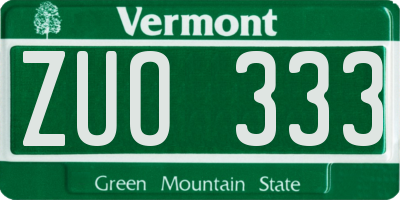 VT license plate ZUO333