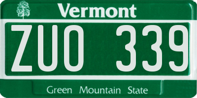 VT license plate ZUO339