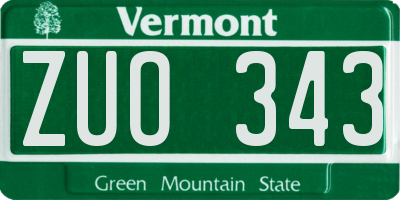 VT license plate ZUO343
