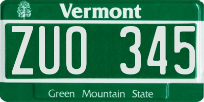 VT license plate ZUO345