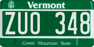 VT license plate ZUO348