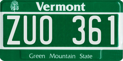VT license plate ZUO361