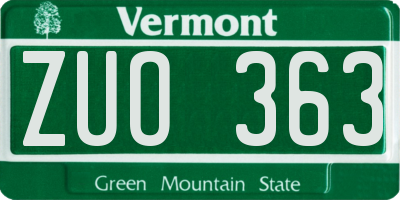 VT license plate ZUO363