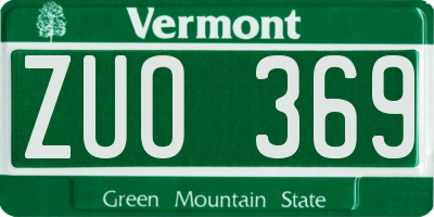VT license plate ZUO369