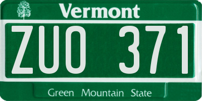 VT license plate ZUO371