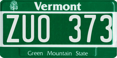 VT license plate ZUO373