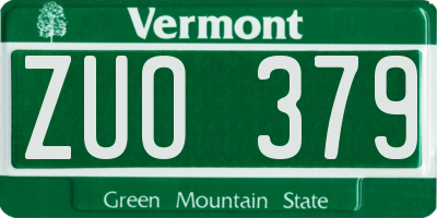 VT license plate ZUO379