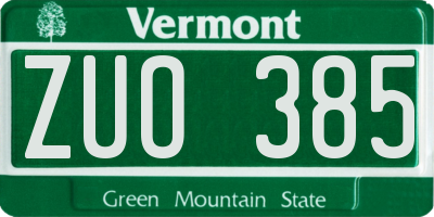 VT license plate ZUO385
