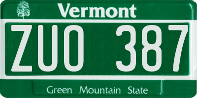 VT license plate ZUO387