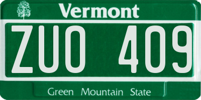 VT license plate ZUO409