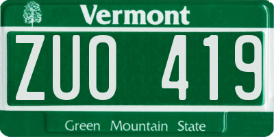 VT license plate ZUO419