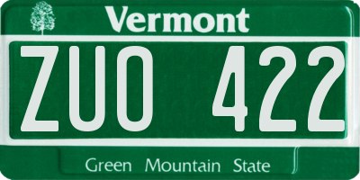 VT license plate ZUO422