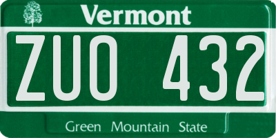 VT license plate ZUO432