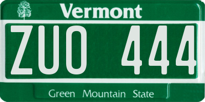 VT license plate ZUO444