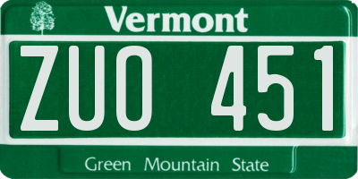 VT license plate ZUO451