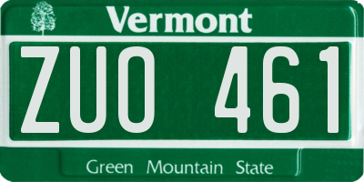 VT license plate ZUO461