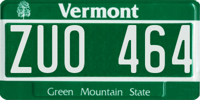 VT license plate ZUO464