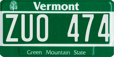 VT license plate ZUO474