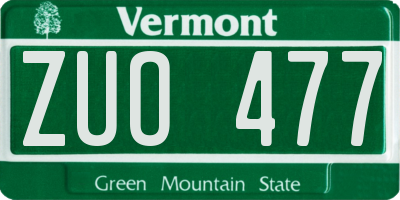 VT license plate ZUO477