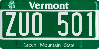 VT license plate ZUO501