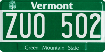 VT license plate ZUO502