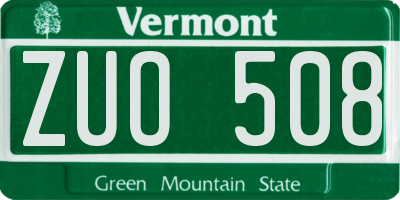 VT license plate ZUO508