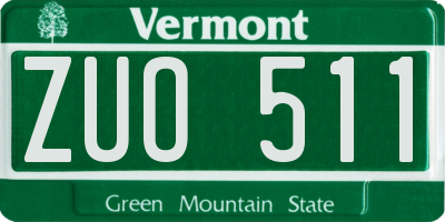 VT license plate ZUO511