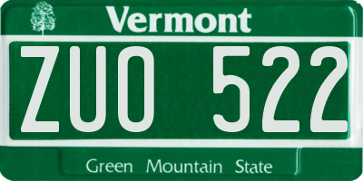 VT license plate ZUO522