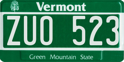 VT license plate ZUO523