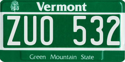 VT license plate ZUO532